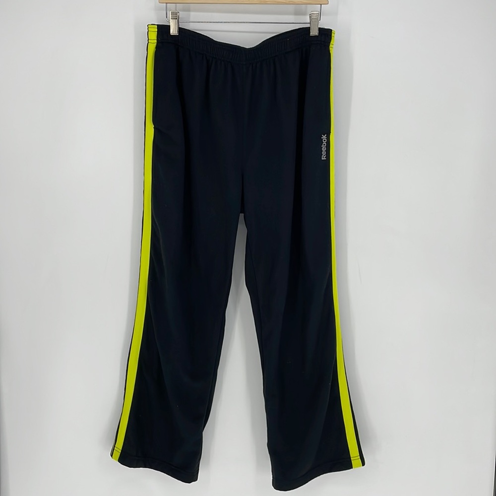 REEBOK athleisure track pants black & yellow size LRG men's